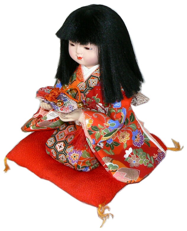 японская традиционная кукла Девочка с шелковой сумочкой