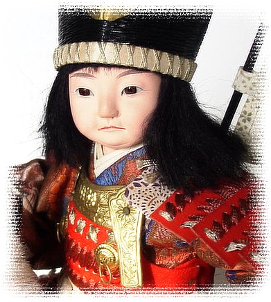 самурай в боевых доспехах, японская антикварная кукла