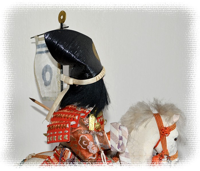 самурай в боевых доспехах, японская антикварная кукла