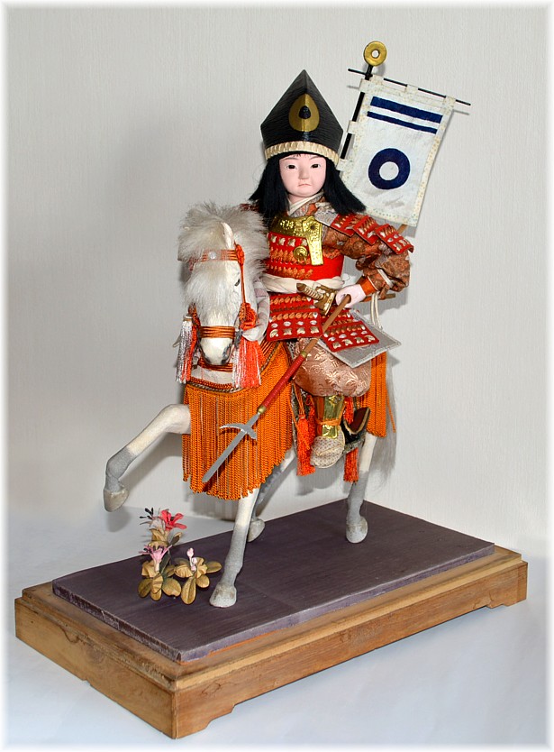  Самурай всадник с копьем и мечом тачи, японская антикварная кукла