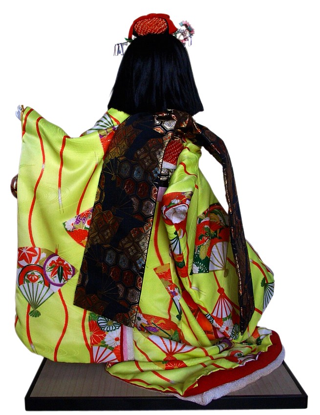 японская старинная кукла  Девочка в шелковом кимоно