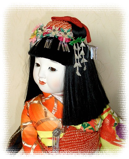 японская кукла  Девочка в щелковом кимоно
