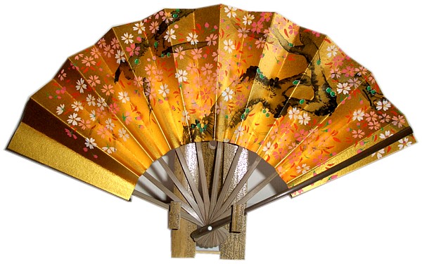 японский веер с бамбуковой подставкой
