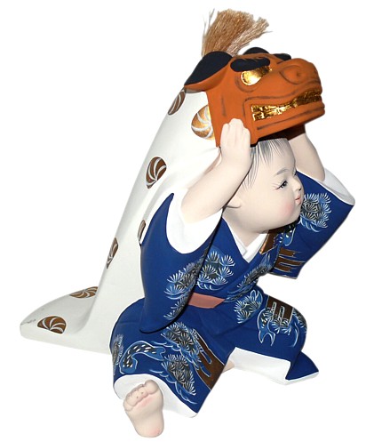 статуэтка Малыш с маской в руках, Япония