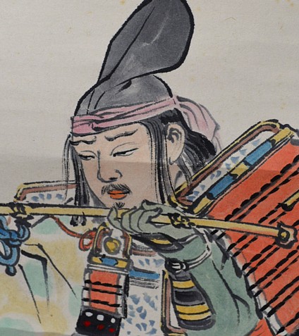 Самурай, японский старинный рисунок на свитке, 1880-е гг.