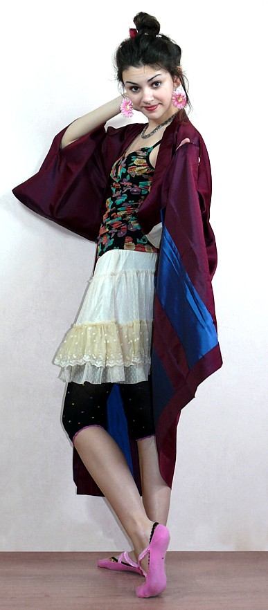  одежда в японском стиле: кимоно-амакото ( длинный жакет кардиган) из шелка
